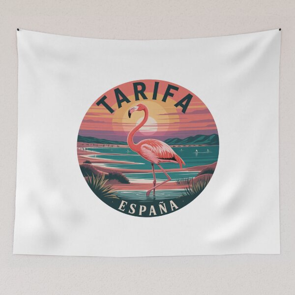 Item preview, Tarifa Spain Flamingo Sunset Windsurf Illustration designed and sold by CircinusStore.