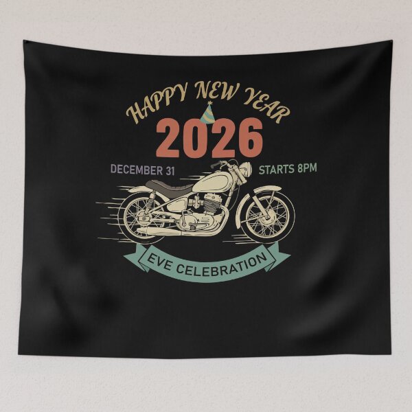 Item preview, Happy New Year 2026 Eve Celebration Motorcycle designed and sold by LuminOrb.