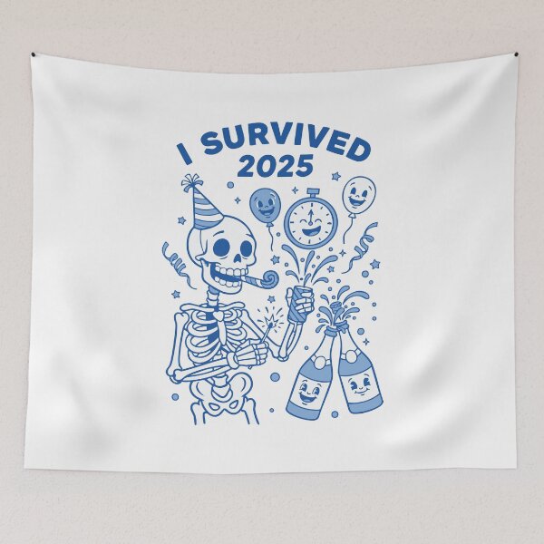 Item preview, I Survived 2025 Skeleton Celebration Fun designed and sold by LuminOrb.