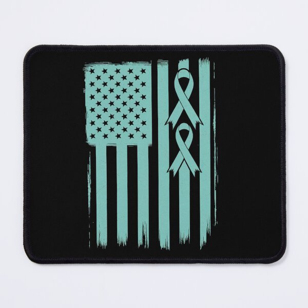 Item preview, American Flag Teal Ribbon Cool Ovarian Cancer Awareness designed and sold by KonopikaaArt.