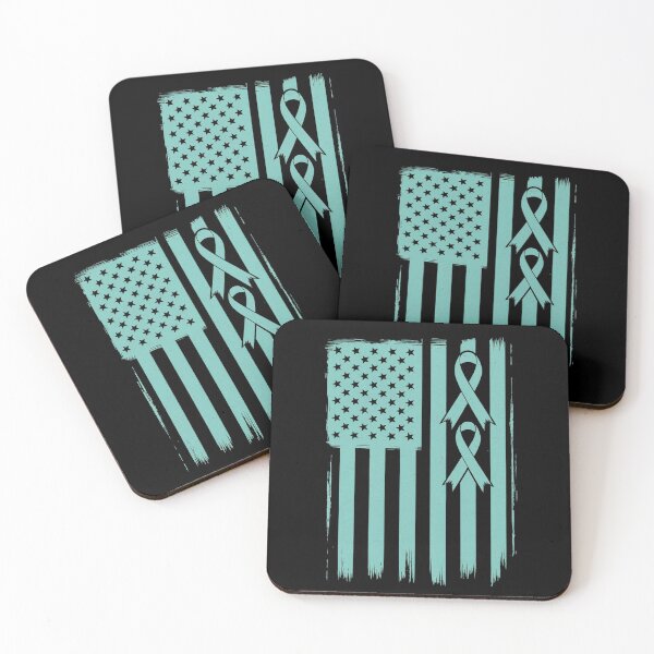 Item preview, American Flag Teal Ribbon Cool Ovarian Cancer Awareness designed and sold by KonopikaaArt.