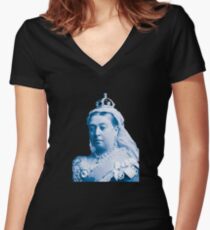 Queen Victoria Blue Image Women's Fitted V-Neck T-Shirt