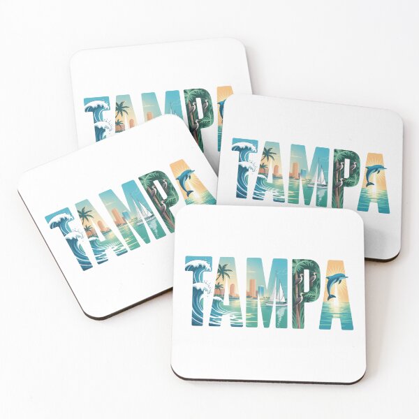 Item preview, Tampa Florida Illustrated Typography Coastal Wildlife Skyline designed and sold by CircinusStore.