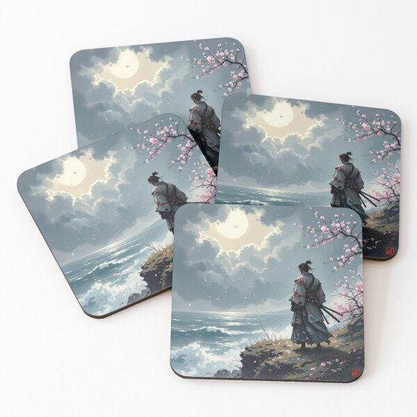Item preview, Samurai Serenity Cherry Blossom Ocean Scene designed and sold by VektorVibe.