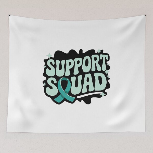 Item preview, Groovy Support Squad Ovarian Cancer Awareness Teal Ribbon designed and sold by KonopikaaArt.