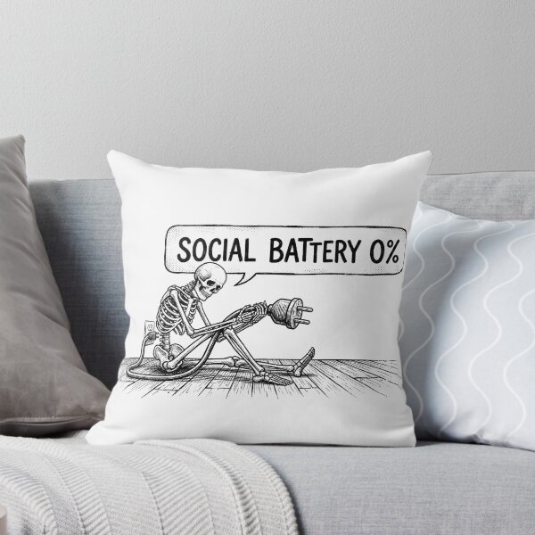 Item preview, Social Battery Depleted - Introvert Skeleton designed and sold by WojcikDesigners.