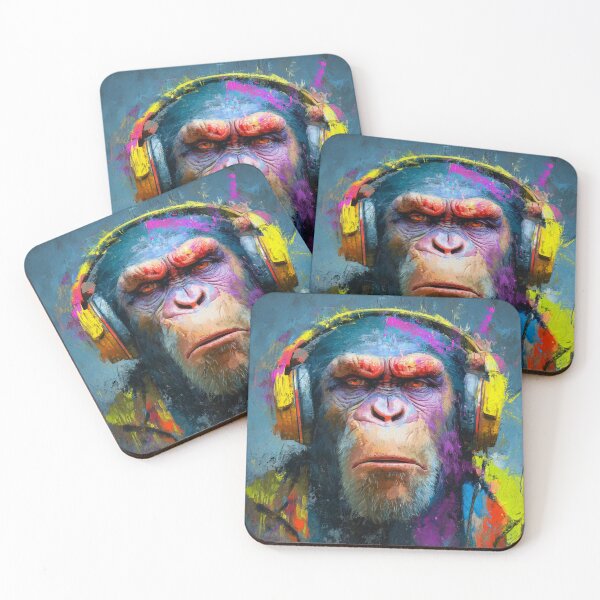 Item preview, Stylish Dj Monkey Ape With Headphones Vivid Art designed and sold by GrinGalore.