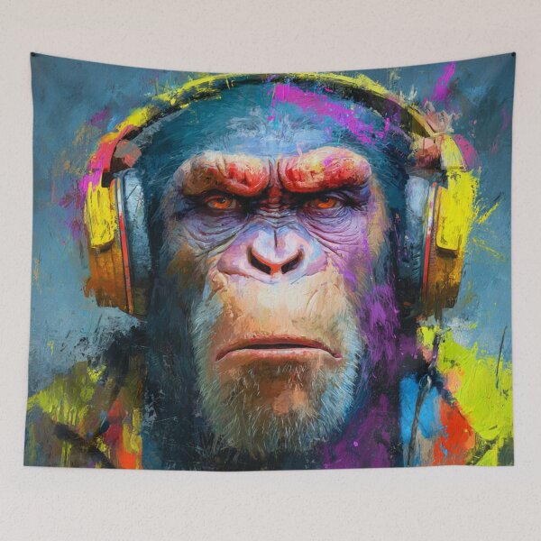 Item preview, Stylish Dj Monkey Ape With Headphones Vivid Art designed and sold by GrinGalore.