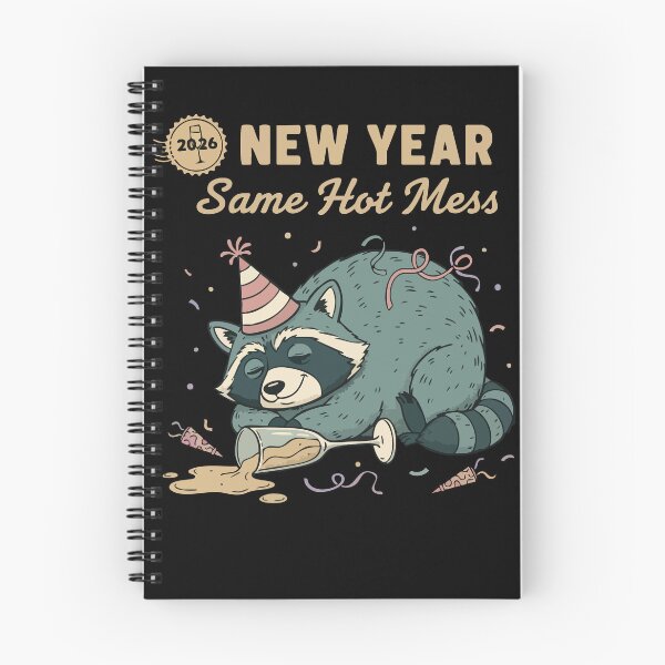 Item preview, 2026 New Year Same Hot Mess Raccoon Fun designed and sold by LuminOrb.