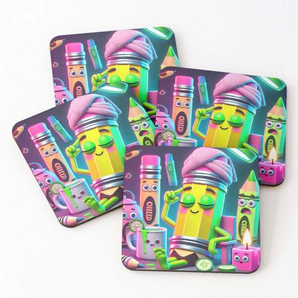 Item preview, Neon Pencil Spa Day – Kawaii Self-Care for Burned-Out Creatives designed and sold by ComedyInkFactor.