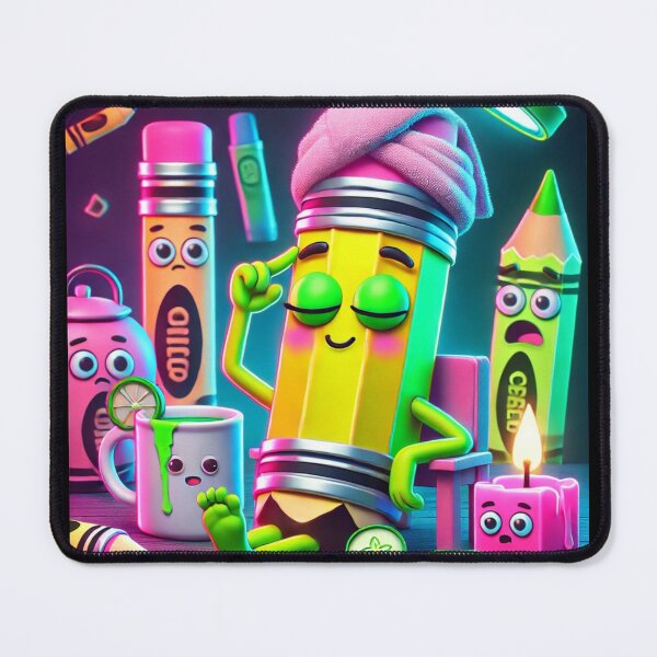 Item preview, Neon Pencil Spa Day – Kawaii Self-Care for Burned-Out Creatives designed and sold by ComedyInkFactor.