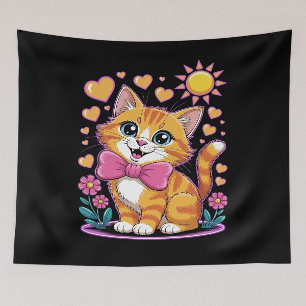 Item preview, Cut a colored cat with a pink coquette bow cat coquette bow designed and sold by Voidbinder.