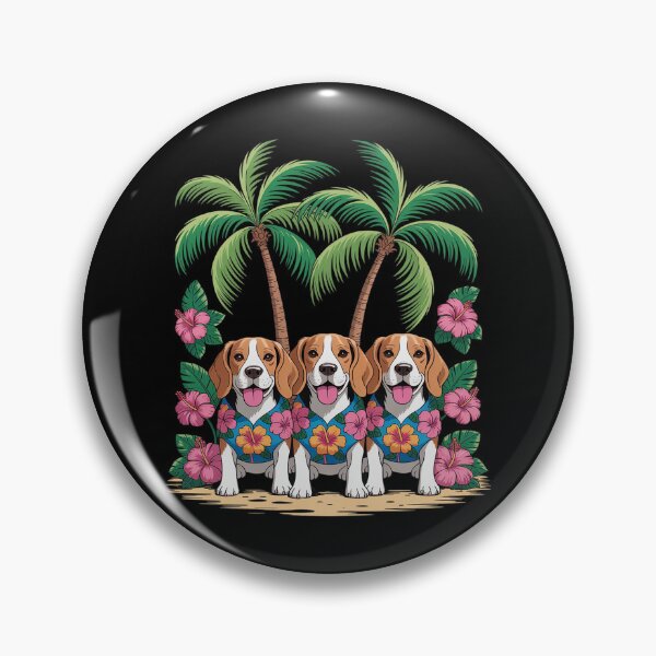 Item preview, Cute Basset Hound Dogs Hawaiian Tops Palm Trees Ocean Beach designed and sold by Voidbinder.