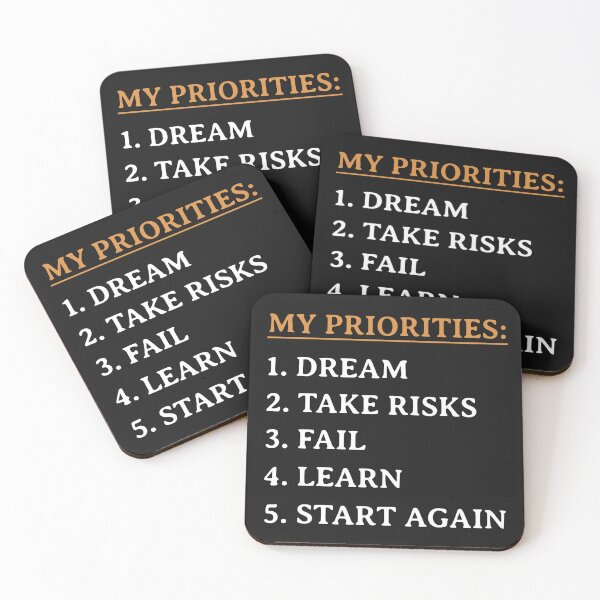 Item preview, My Priorities T-Shirt – Dream, Take Risks, Fail, Learn, Start Again designed and sold by DigitalBazars.