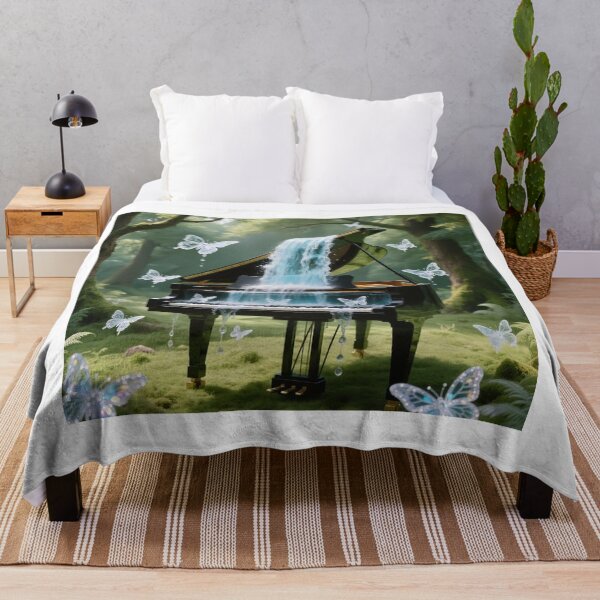 Item preview, Piano negro surrealista con teclas que fluyen con agua designed and sold by Wonderful Designs.