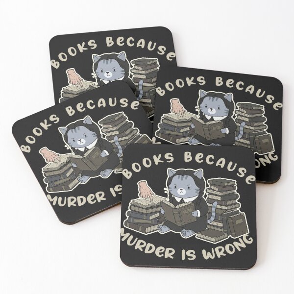 Item preview, Books Because Murder Is Wrong - Funny Goth Cat Reader Art designed and sold by AdyKurniawan.