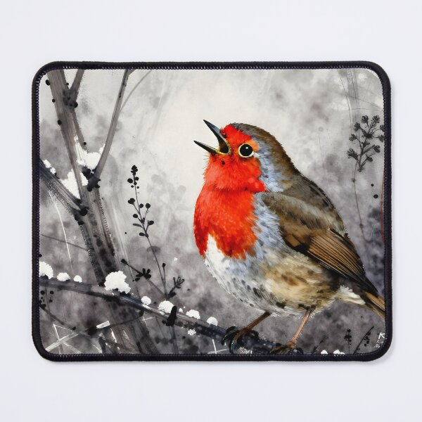 Item preview, Robin, winter, Christmas, holiday, nature, gift, black, LED, red, postcard, puzzle, canvas, print, magnet designed and sold by nataliakuruch.