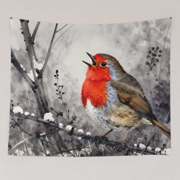 Item preview, Robin, winter, Christmas, holiday, nature, gift, black, LED, red, postcard, puzzle, canvas, print, magnet designed and sold by nataliakuruch.
