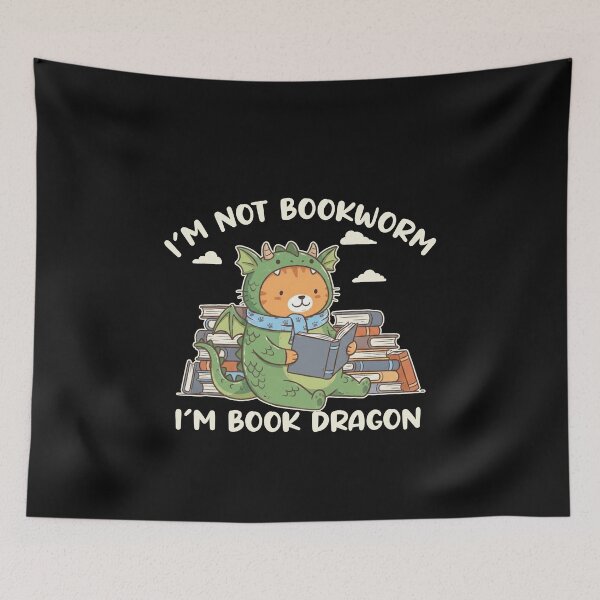 Item preview, I'm Not A Bookworm I'm A Book Dragon - Cute Reading Cat Art designed and sold by AdyKurniawan.