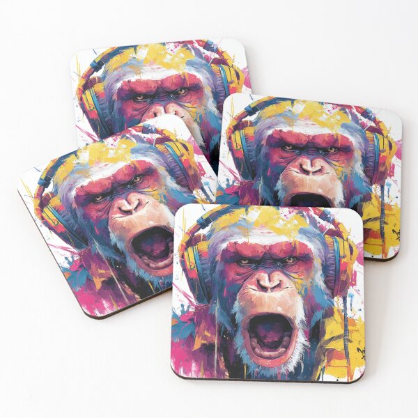 Item preview, Stylish Dj Monkey Ape Vibe With Colorful Headphones designed and sold by GrinGalore.