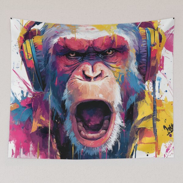Item preview, Stylish Dj Monkey Ape Vibe With Colorful Headphones designed and sold by GrinGalore.
