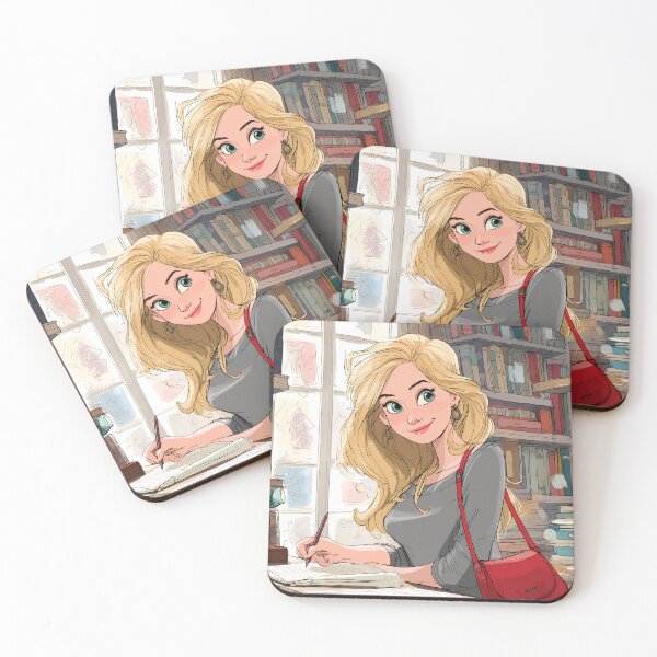 Item preview, Blonde Writer in Cozy Vintage Library designed and sold by Chytanka.