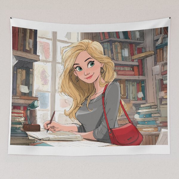 Item preview, Blonde Writer in Cozy Vintage Library designed and sold by Chytanka.