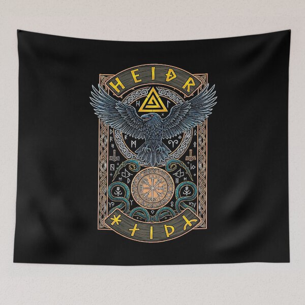 Item preview, Viking Raven Honor Vintage Honour Runes Norse Mythology designed and sold by GrandeDuc.