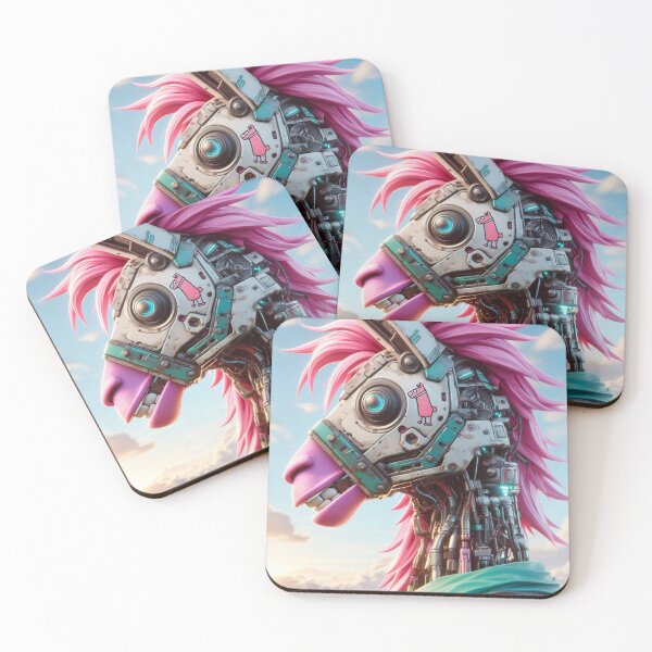 Item preview, “Lootcore Llama: Pink Hair, Teal Scarf & the Mech Drift of Skybound Mischief” designed and sold by Print Fiction.