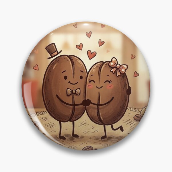 Item preview, Coffee Bean Love Couple - Cute Cartoon Art designed and sold by M3PicsStudio.