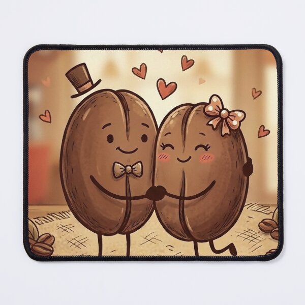 Item preview, Coffee Bean Love Couple - Cute Cartoon Art designed and sold by M3PicsStudio.