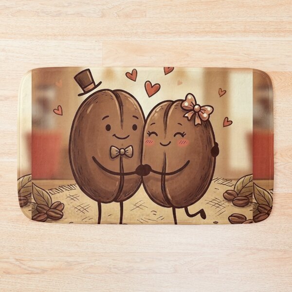 Item preview, Coffee Bean Love Couple - Cute Cartoon Art designed and sold by M3PicsStudio.