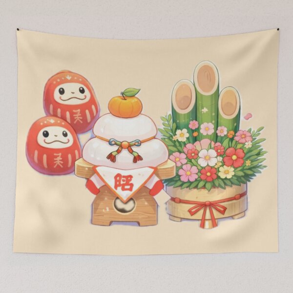 Item preview, Red Bubble Japanese New Year Lucky Charm Illustration designed and sold by KryaArts27.