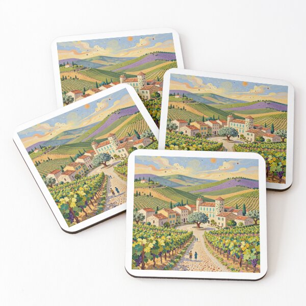 Item preview, Vineyard Folk Art Patterned Vines & Tuscan Village designed and sold by graphicsangels.
