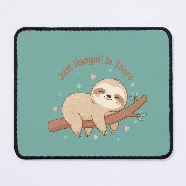 Item preview, "Just Hangin' In There" Cute Kawaii Sloth Inspirational Graphic Tee designed and sold by InkWeaveShop.
