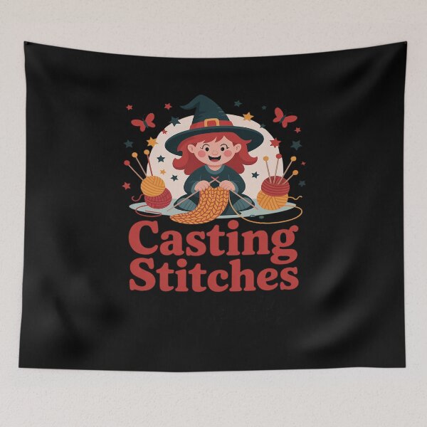 Item preview, Cute Witch Casting Stitches Funny Crochet Square designed and sold by Slwankol.