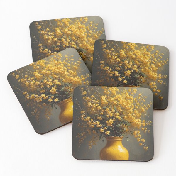Item preview, Golden Wattle in a Yellow Vase — Fine Art Still Life designed and sold by Rees Pearse.