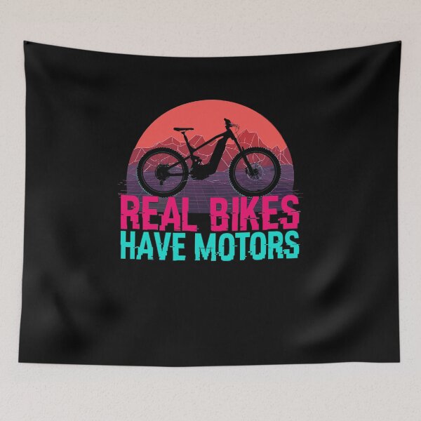 Item preview, Real Bikes Have Motors Funny E-Bike MTB Retro Synthwave designed and sold by Cedinho.