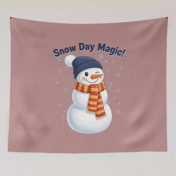 Item preview, "Snow Day Magic!" Cute Winking Snowman Kawaii Winter Graphic Tee designed and sold by InkWeaveShop.