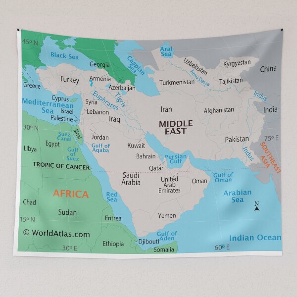 Item preview, Middle East Map – Countries, Seas & Regions designed and sold by WorldAtlas.com.