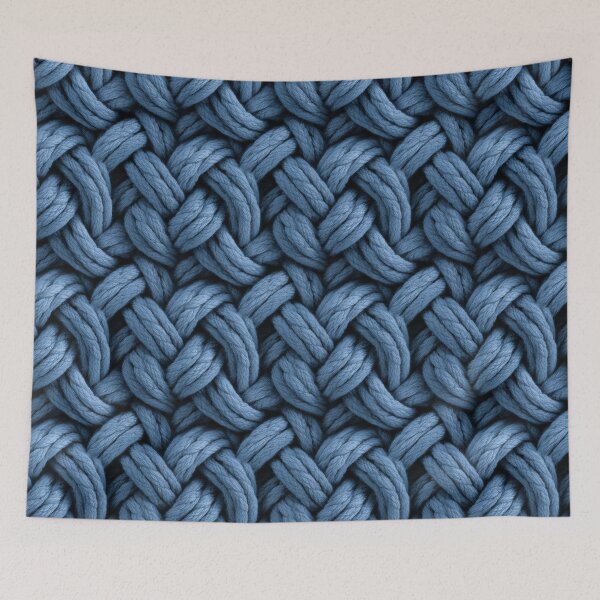 Item preview, Blue Cable Knit Wool Texture – Thick Twisted Yarn designed and sold by NewArt33.