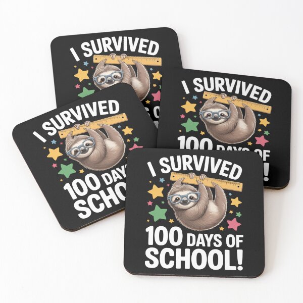 Item preview,  I Survived 100 Days - Cute Sloth with Glasses Hanging from Ruler designed and sold by DarylWelsh2024.