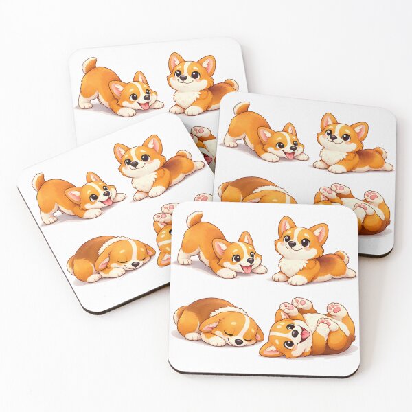 Item preview, Cute Corgi Yoga Poses – Adorable Cartoon Dog Set designed and sold by Darlin8888.