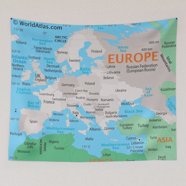 Item preview, Europe Map – Countries, Borders & Seas designed and sold by WorldAtlas.com.