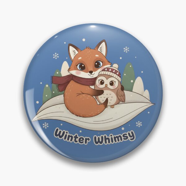 Item preview, "Winter Whimsy" Cute Fox and Owl Forest Friends Graphic Art designed and sold by InkWeaveShop.