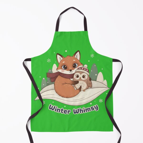 Item preview, "Winter Whimsy" Cute Fox and Owl Forest Friends Graphic Art designed and sold by InkWeaveShop.