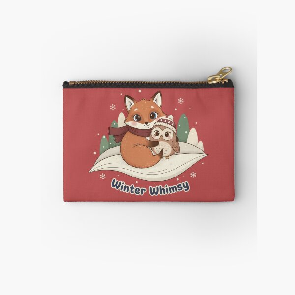 Item preview, "Winter Whimsy" Cute Fox and Owl Forest Friends Graphic Art designed and sold by InkWeaveShop.
