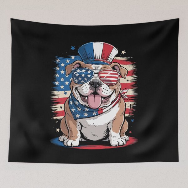 Item preview, English Bulldog 4th of July Dog Patriotic USA Flag Man Woman  designed and sold by PowAcademy.