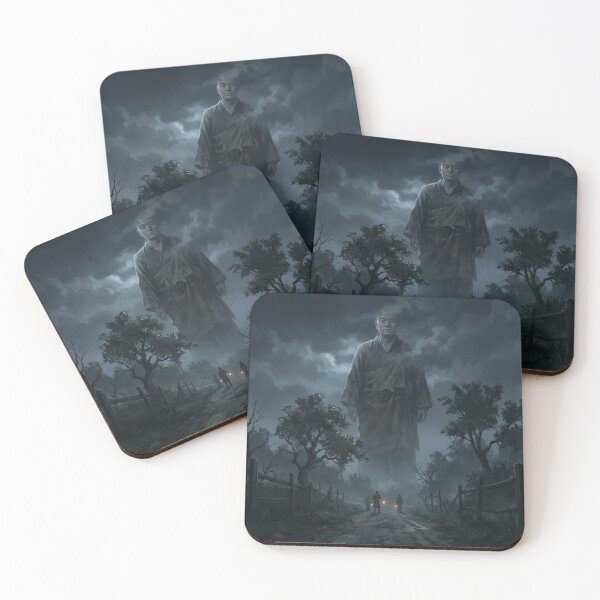 Item preview, Ghost Monk Rising Through the Night Mist | Japanese Myth Art | Mori no Akari designed and sold by Mori-no-Akari.