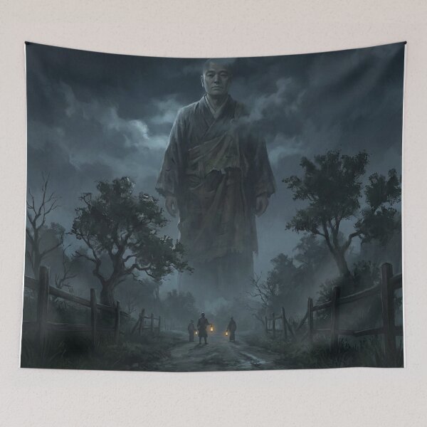 Item preview, Ghost Monk Rising Through the Night Mist | Japanese Myth Art | Mori no Akari designed and sold by Mori-no-Akari.